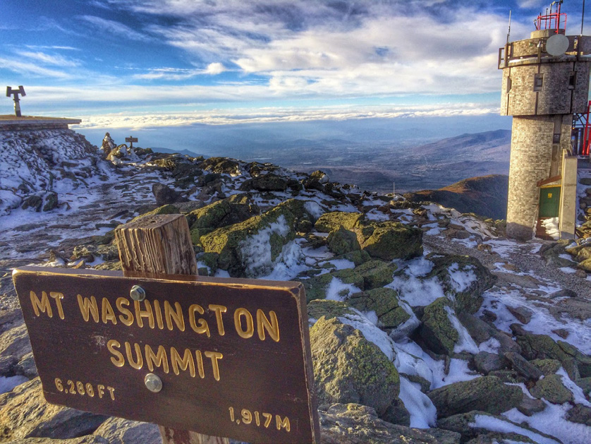 sign marking the summit of Mt. Washington