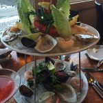 2-tier plate of appetizers