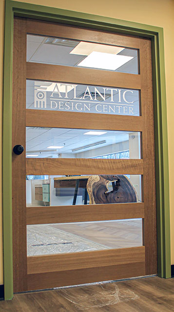 entry door to the Atlantic Design Center showroom at Eldredge Selectwood